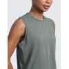 imageCRZ YOGA CottonBlend Workout Muscle Tank for Women Breathable Quick Dry High Neck Athletic Tops Casual Sleeveless ShirtsGrey Sage