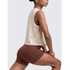 imageCRZ YOGA CottonBlend Workout Muscle Tank for Women Breathable Quick Dry High Neck Athletic Tops Casual Sleeveless ShirtsMojave Tan