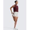 imageCRZ YOGA CottonBlend Workout Muscle Tank for Women Breathable Quick Dry High Neck Athletic Tops Casual Sleeveless ShirtsRed Merlot