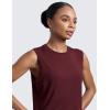 imageCRZ YOGA CottonBlend Workout Muscle Tank for Women Breathable Quick Dry High Neck Athletic Tops Casual Sleeveless ShirtsRed Merlot