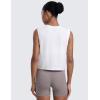 imageCRZ YOGA CottonBlend Workout Muscle Tank for Women Breathable Quick Dry High Neck Athletic Tops Casual Sleeveless ShirtsWhite