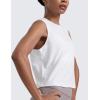 imageCRZ YOGA CottonBlend Workout Muscle Tank for Women Breathable Quick Dry High Neck Athletic Tops Casual Sleeveless ShirtsWhite