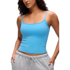 imageCRZ YOGA Butterluxe Double Lined Camisole Tops for Women Soft Casual Scoop Neck Tank Yoga Summer Going Out Sleeveless ShirtsKayak Blue