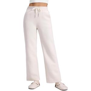 imageCRZ YOGA Cotton Fleece Lined Sweatpants Women 28quot30quot Straight Leg Casual Lounge Sweat Pants for WomenMilky White Bone