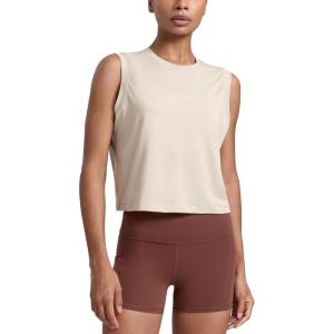 imageCRZ YOGA CottonBlend Workout Muscle Tank for Women Breathable Quick Dry High Neck Athletic Tops Casual Sleeveless ShirtsMojave Tan