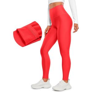 imageCRZ YOGA Womens Fleece Lined Leggings 28  Thermal Winter Warm Full Length Pants Casual Lounge Yoga WorkoutDark Red