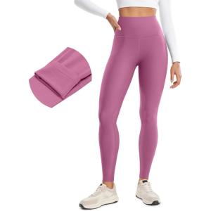 imageCRZ YOGA Womens Fleece Lined Leggings 28  Thermal Winter Warm Full Length Pants Casual Lounge Yoga WorkoutVelvet Dust