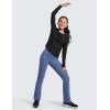 imageCRZ YOGA Girls Cloudweight Athletic Shirts Long Sleeve Tees Crew Neck Side Slit Tops Teen Kids Active Gym Casual Quick DryBlack