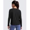 imageCRZ YOGA Girls Cloudweight Athletic Shirts Long Sleeve Tees Crew Neck Side Slit Tops Teen Kids Active Gym Casual Quick DryBlack