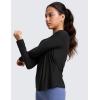 imageCRZ YOGA Girls Cloudweight Athletic Shirts Long Sleeve Tees Crew Neck Side Slit Tops Teen Kids Active Gym Casual Quick DryBlack