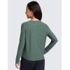 imageCRZ YOGA Girls Cloudweight Athletic Shirts Long Sleeve Tees Crew Neck Side Slit Tops Teen Kids Active Gym Casual Quick DryGraphite Green