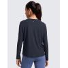imageCRZ YOGA Girls Cloudweight Athletic Shirts Long Sleeve Tees Crew Neck Side Slit Tops Teen Kids Active Gym Casual Quick DryTrue Navy