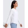 imageCRZ YOGA Girls Cloudweight Athletic Shirts Long Sleeve Tees Crew Neck Side Slit Tops Teen Kids Active Gym Casual Quick DryWhite