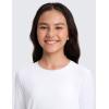 imageCRZ YOGA Girls Cloudweight Athletic Shirts Long Sleeve Tees Crew Neck Side Slit Tops Teen Kids Active Gym Casual Quick DryWhite