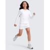 imageCRZ YOGA Girls Cloudweight Athletic Shirts Long Sleeve Tees Crew Neck Side Slit Tops Teen Kids Active Gym Casual Quick DryWhite