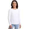 imageCRZ YOGA Girls Cloudweight Athletic Shirts Long Sleeve Tees Crew Neck Side Slit Tops Teen Kids Active Gym Casual Quick DryWhite
