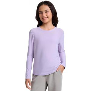 imageCRZ YOGA Girls Cloudweight Athletic Shirts Long Sleeve Tees Crew Neck Side Slit Tops Teen Kids Active Gym Casual Quick DryLilac Air