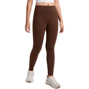 imageCRZ YOGA Girls Thermal Fleece Lined Athletic Leggings Matte Warm Winter Kids Lounge High Waist Full Length PantsLava Brown