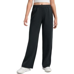 imageCRZ YOGA SoftAura Girls Wide Leg Sweatpants  Casual Lounge Athletic High Waist Pants with Pockets Drawstring for Kids TeenBlack