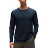 imageCRZ YOGA Mens CottonBlend Long Sleeve Shirts Crew Neck Moisture Wicking Lightweight Soft Workout Athletic Casual TShirtTrue Navy