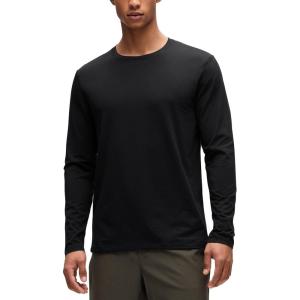 imageCRZ YOGA Mens CottonBlend Long Sleeve Shirts Crew Neck Moisture Wicking Lightweight Soft Workout Athletic Casual TShirtBlack