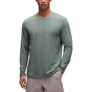 imageCRZ YOGA Mens CottonBlend Long Sleeve Shirts Crew Neck Moisture Wicking Lightweight Soft Workout Athletic Casual TShirtGrey Sage