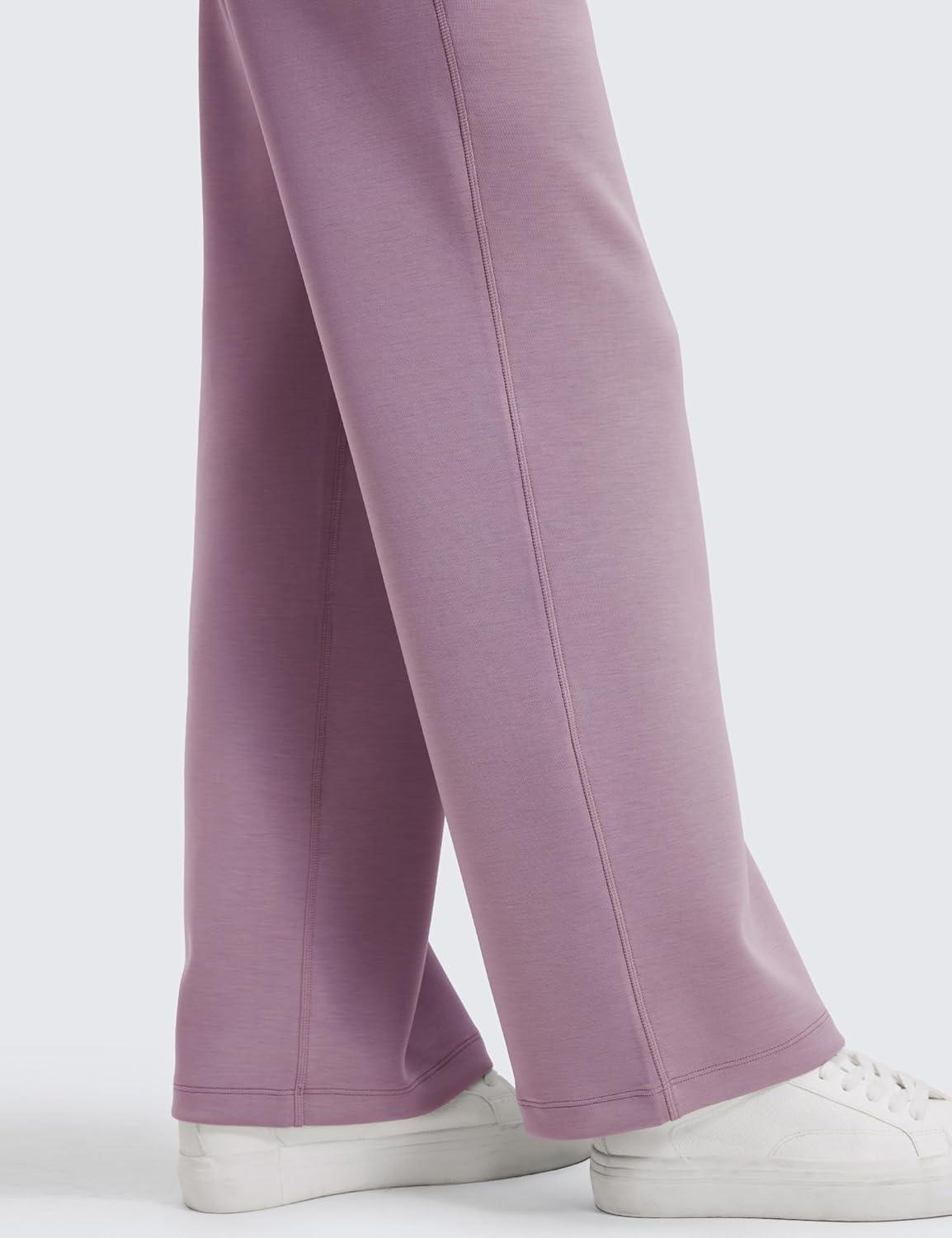 imageCRZ YOGA SoftAura Wide Leg Sweatpants Women 29quot31quot Modal High Waisted Lounge Travel Casual Sweat Pants with PocketsLight Lavender