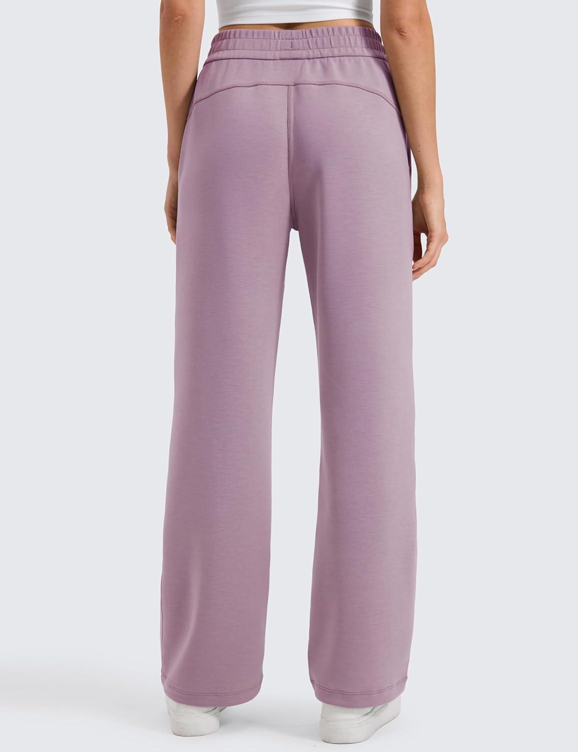 imageCRZ YOGA SoftAura Wide Leg Sweatpants Women 29quot31quot Modal High Waisted Lounge Travel Casual Sweat Pants with PocketsLight Lavender