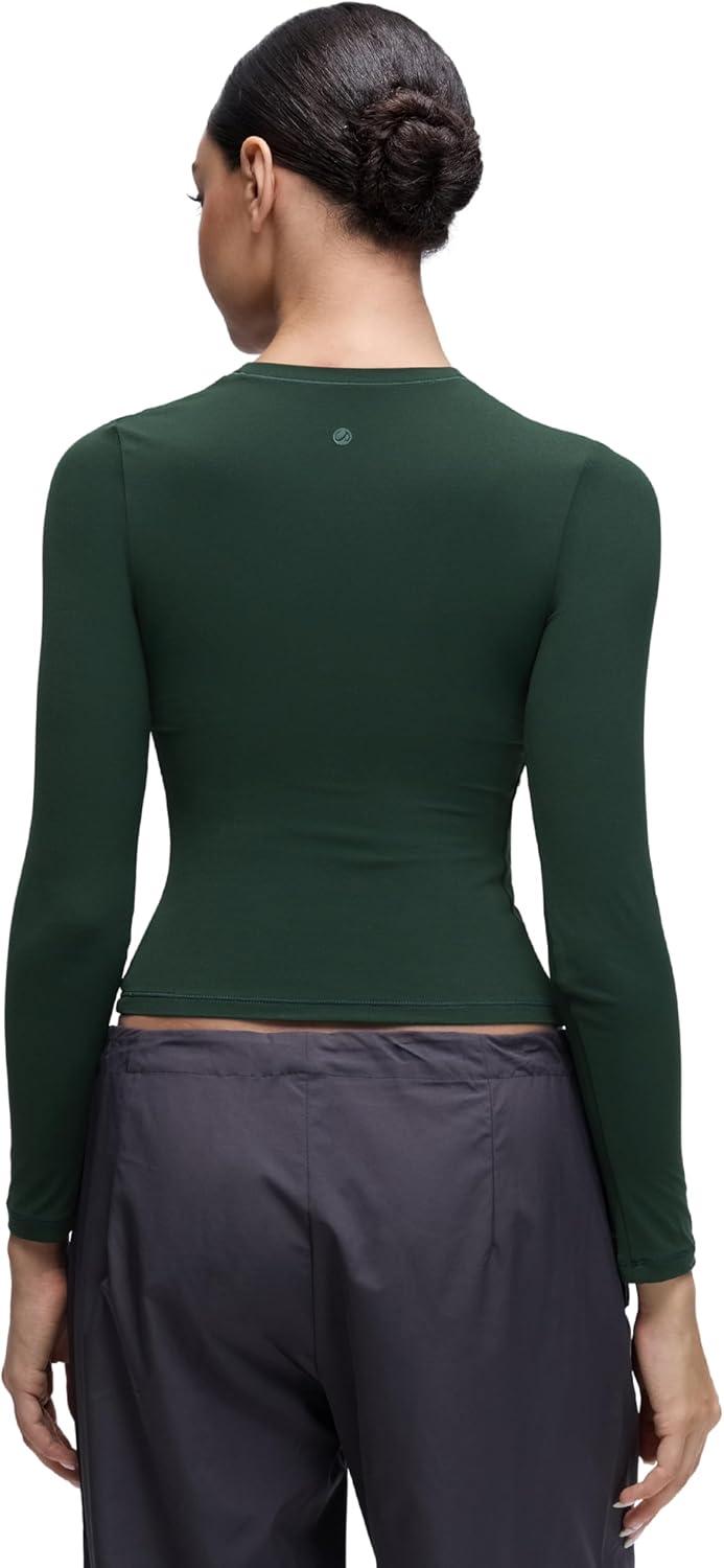 imageCRZ YOGA Softembrace Long Sleeve Shirts for Women Soft Crew Neck Fall Basic Tight Tops Fitted Casual Going Out TShirtsLegend Green