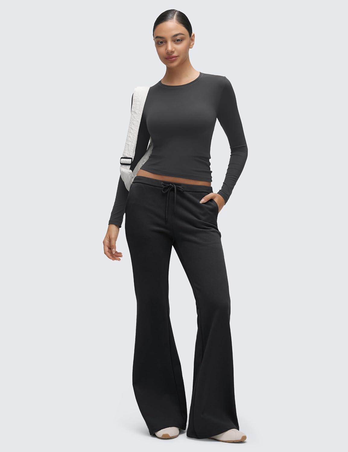 imageCRZ YOGA Softembrace Long Sleeve Shirts for Women Soft Crew Neck Fall Basic Tight Tops Fitted Casual Going Out TShirtsMysterious Grey