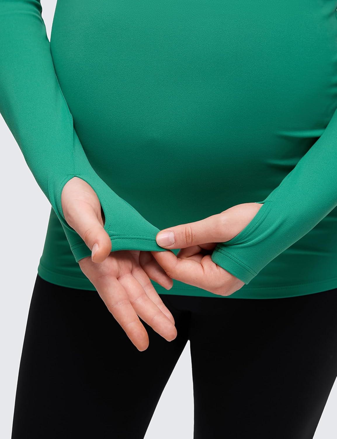 imageCRZ YOGA Womens Butterluxe Long Sleeve Maternity Tops Crewneck Pregnancy Basic Shirts Soft Athletic Yoga Casual Tee BlousesCascadia Green