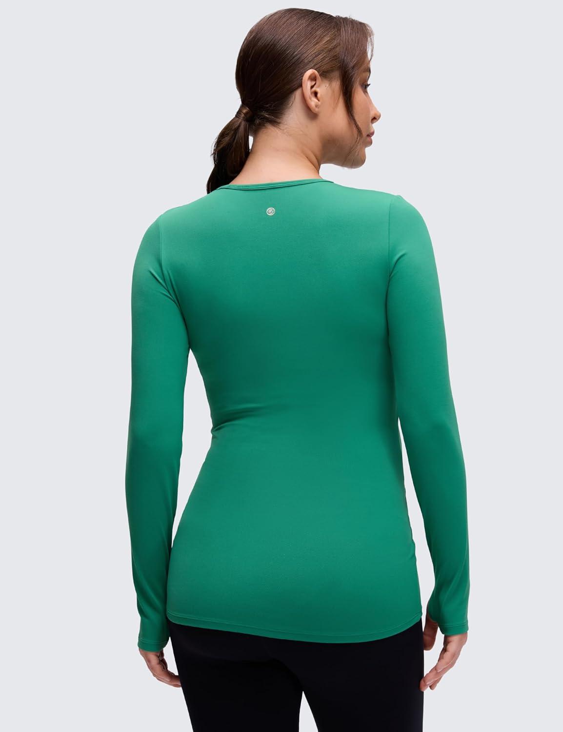 imageCRZ YOGA Womens Butterluxe Long Sleeve Maternity Tops Crewneck Pregnancy Basic Shirts Soft Athletic Yoga Casual Tee BlousesCascadia Green