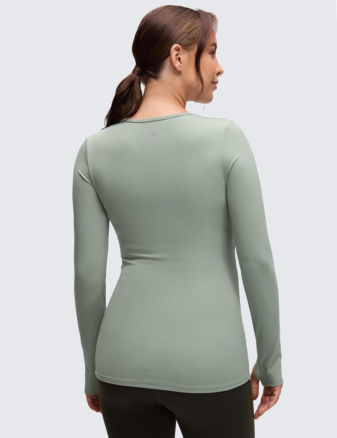 imageCRZ YOGA Womens Butterluxe Long Sleeve Maternity Tops Crewneck Pregnancy Basic Shirts Soft Athletic Yoga Casual Tee BlousesGreen Palm Court