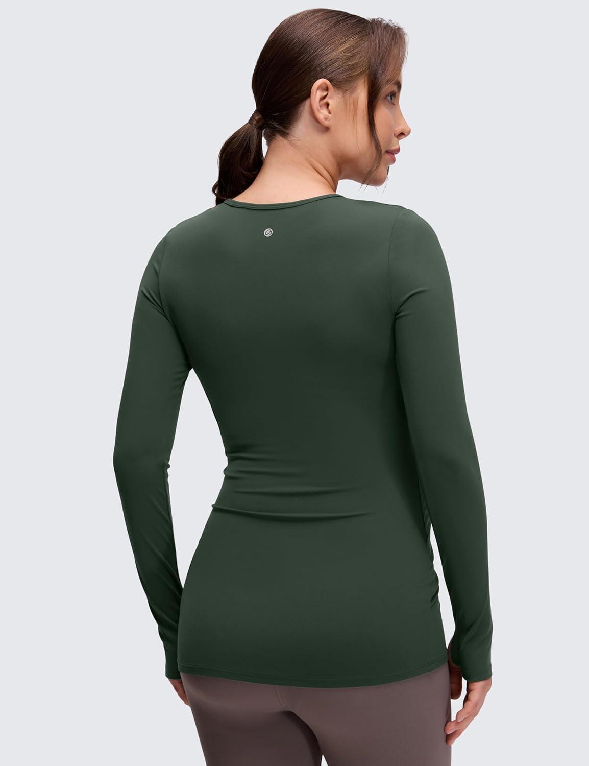imageCRZ YOGA Womens Butterluxe Long Sleeve Maternity Tops Crewneck Pregnancy Basic Shirts Soft Athletic Yoga Casual Tee BlousesLegend Green