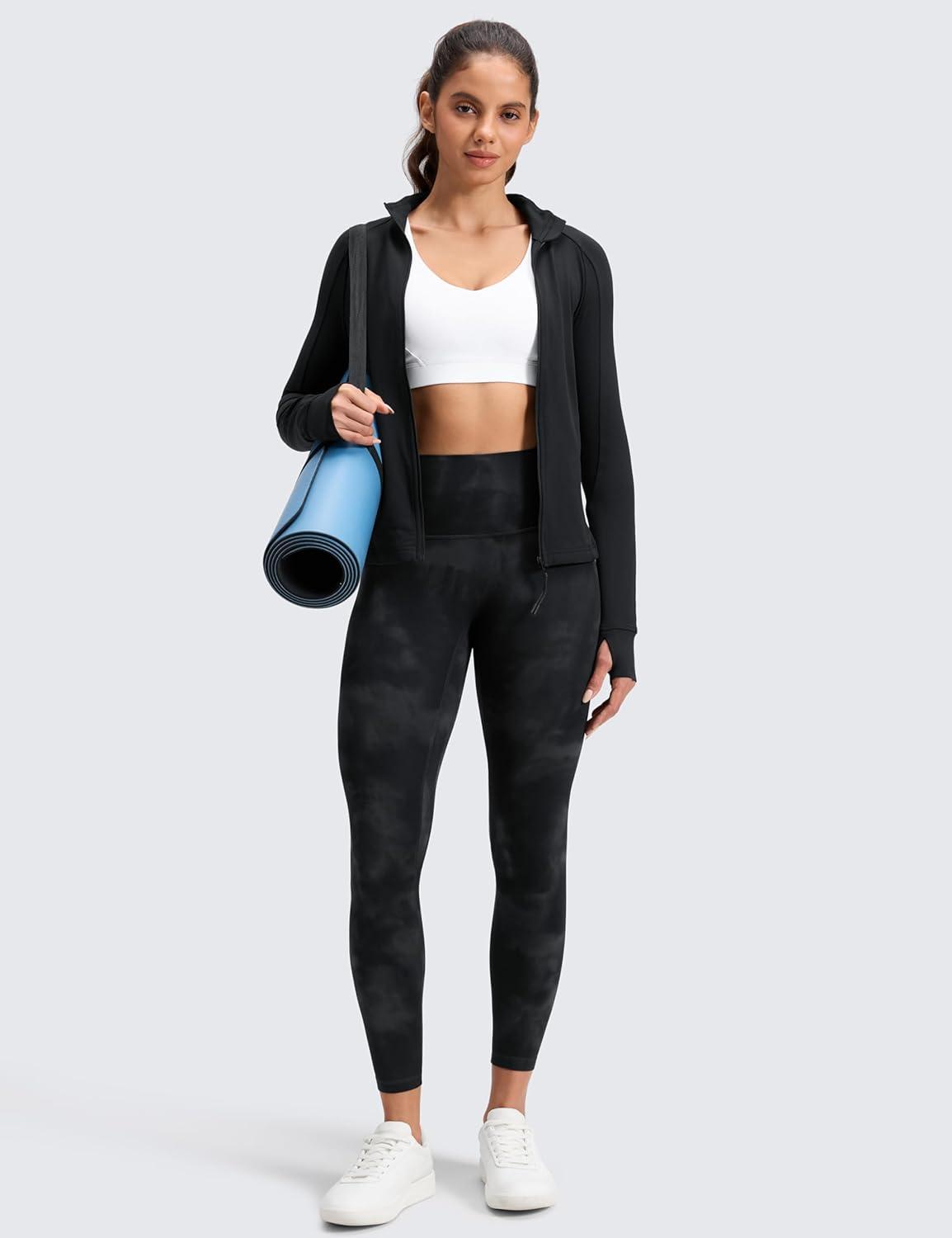 imageCRZ YOGA Womens Butterluxe No Front Seam Yoga Leggings 25quot  High Waisted Lounge Pants Pilates Workout Athletic Buttery SoftBlack Tie Dye Flowers