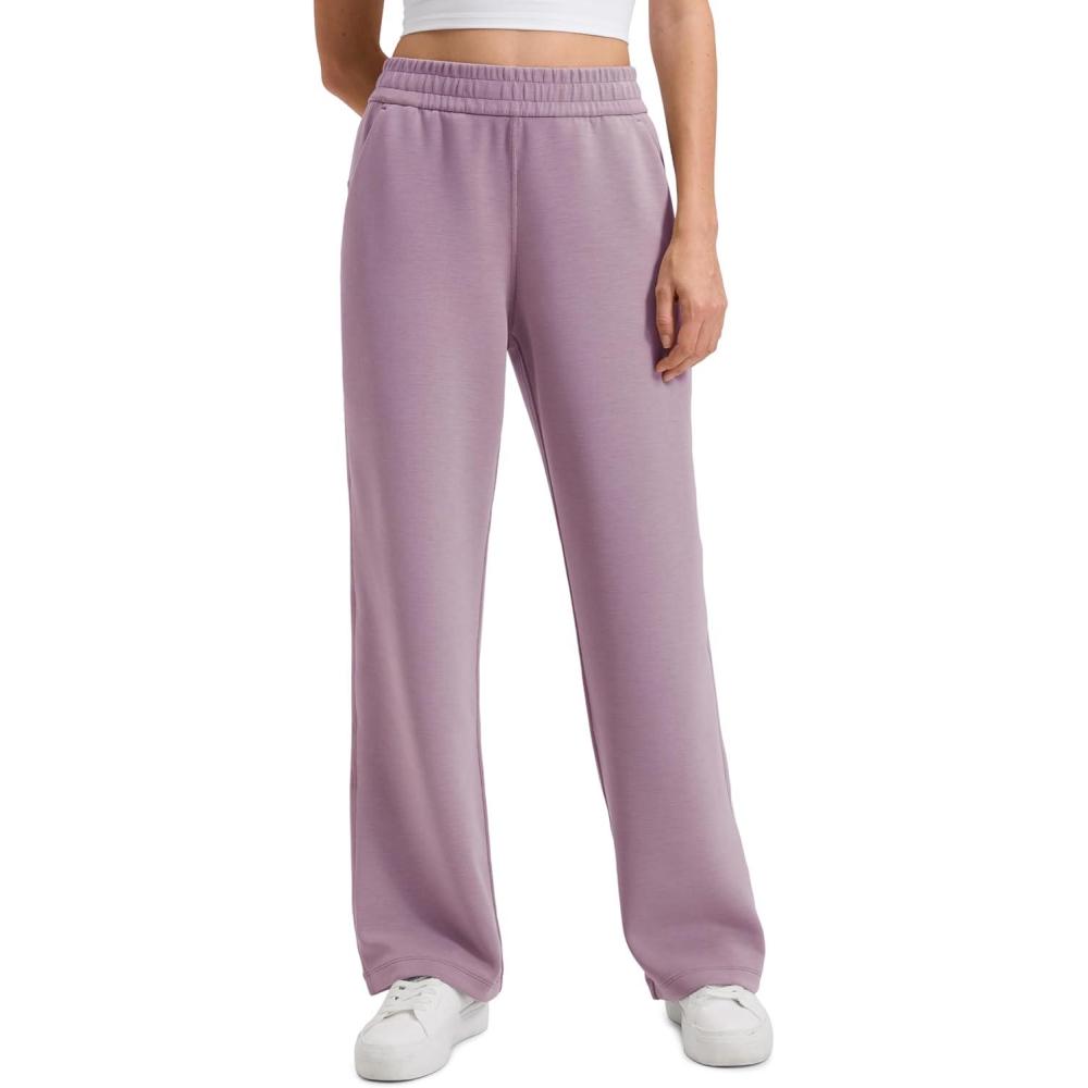 imageCRZ YOGA SoftAura Wide Leg Sweatpants Women 29quot31quot Modal High Waisted Lounge Travel Casual Sweat Pants with PocketsLight Lavender