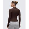 imageCRZ YOGA Butterluxe Womens Cropped Slim Fit Workout Jacket Weightless Track Athletic Full Zip Up Tops with Thumb HolesHot Fudge Brown