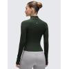 imageCRZ YOGA Butterluxe Womens Cropped Slim Fit Workout Jacket Weightless Track Athletic Full Zip Up Tops with Thumb HolesLegend Green
