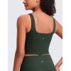 imageCRZ YOGA Butterluxe Womens Square Neck Longline Sports Bra  Workout Crop Tank Tops Padded Yoga Camisole with Built in PadsLegend Green