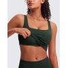 imageCRZ YOGA Butterluxe Womens Square Neck Longline Sports Bra  Workout Crop Tank Tops Padded Yoga Camisole with Built in PadsLegend Green