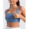 imageCRZ YOGA Butterluxe Womens Square Neck Longline Sports Bra  Workout Crop Tank Tops Padded Yoga Camisole with Built in PadsOasis Blue