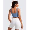 imageCRZ YOGA Butterluxe Womens Square Neck Longline Sports Bra  Workout Crop Tank Tops Padded Yoga Camisole with Built in PadsOasis Blue