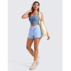 imageCRZ YOGA Butterluxe Womens Square Neck Longline Sports Bra  Workout Crop Tank Tops Padded Yoga Camisole with Built in PadsOasis Blue