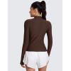imageCRZ YOGA Cloudweight Mock Neck Tops for Women Lightweight Workout Long Sleeve Shirts Soft Athletic TShirt with Thumb HoleCoffee Brown