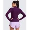 imageCRZ YOGA Cloudweight Mock Neck Tops for Women Lightweight Workout Long Sleeve Shirts Soft Athletic TShirt with Thumb HolePlum Magenta