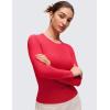 imageCRZ YOGA Softembrace Long Sleeve Shirts for Women Soft Crew Neck Fall Basic Tight Tops Fitted Casual Going Out TShirtsAurora Red