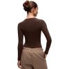 imageCRZ YOGA Softembrace Long Sleeve Shirts for Women Soft Crew Neck Fall Basic Tight Tops Fitted Casual Going Out TShirtsLava Brown