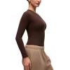 imageCRZ YOGA Softembrace Long Sleeve Shirts for Women Soft Crew Neck Fall Basic Tight Tops Fitted Casual Going Out TShirtsLava Brown