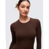 imageCRZ YOGA Softembrace Long Sleeve Shirts for Women Soft Crew Neck Fall Basic Tight Tops Fitted Casual Going Out TShirtsLava Brown