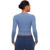 imageCRZ YOGA Softembrace Long Sleeve Shirts for Women Soft Crew Neck Fall Basic Tight Tops Fitted Casual Going Out TShirtsOasis Blue